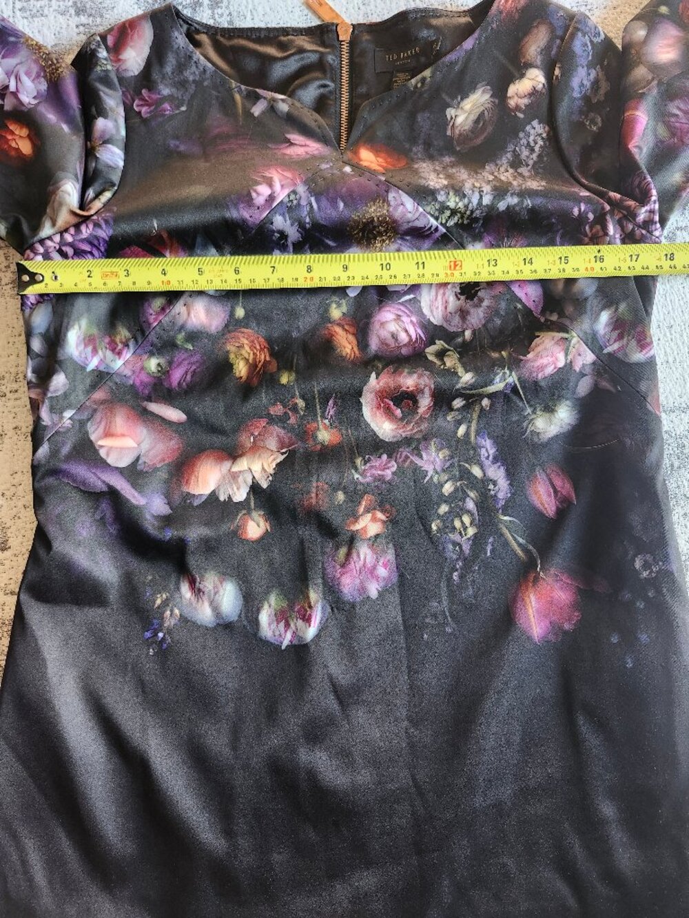 Ted Baker London Shadow Floral ATIENO Black Floral 3/4 Sleeve Dress - Picture 12 of 16